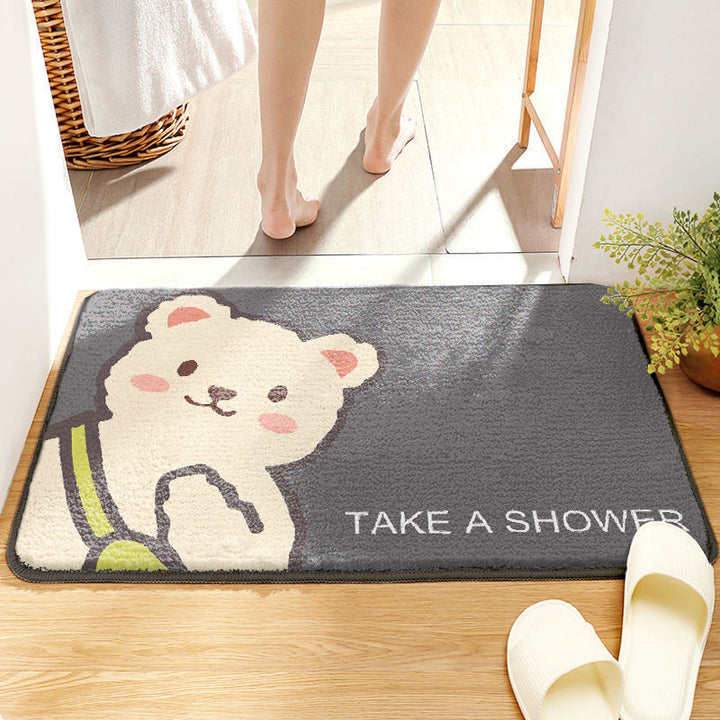 Cute Bunny-Themed Plush Bathroom Rug