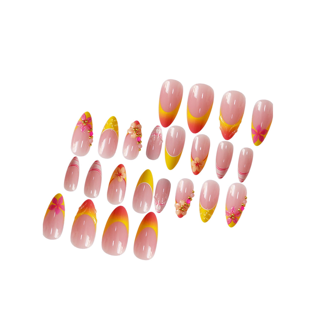 Artistic Floral Accent Press-On Nail Set Kalsten