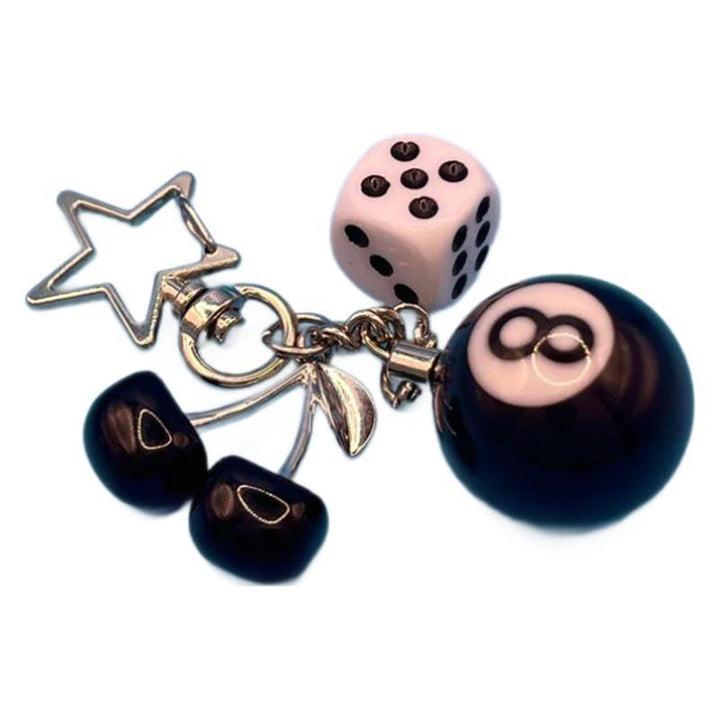 Playful Cherry and Eight Ball Keychain Kalsten