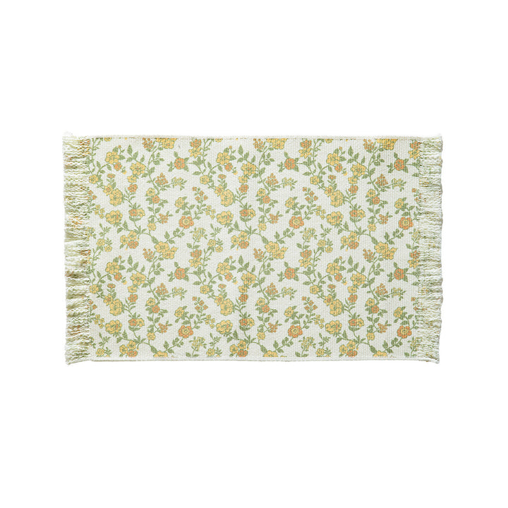 Woven decorative runner with damask jacquard and hand-fringed edge Kalsten