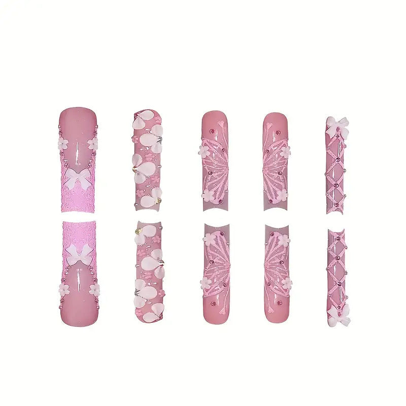 Artistic Floral Press-On Nail Design Kalsten