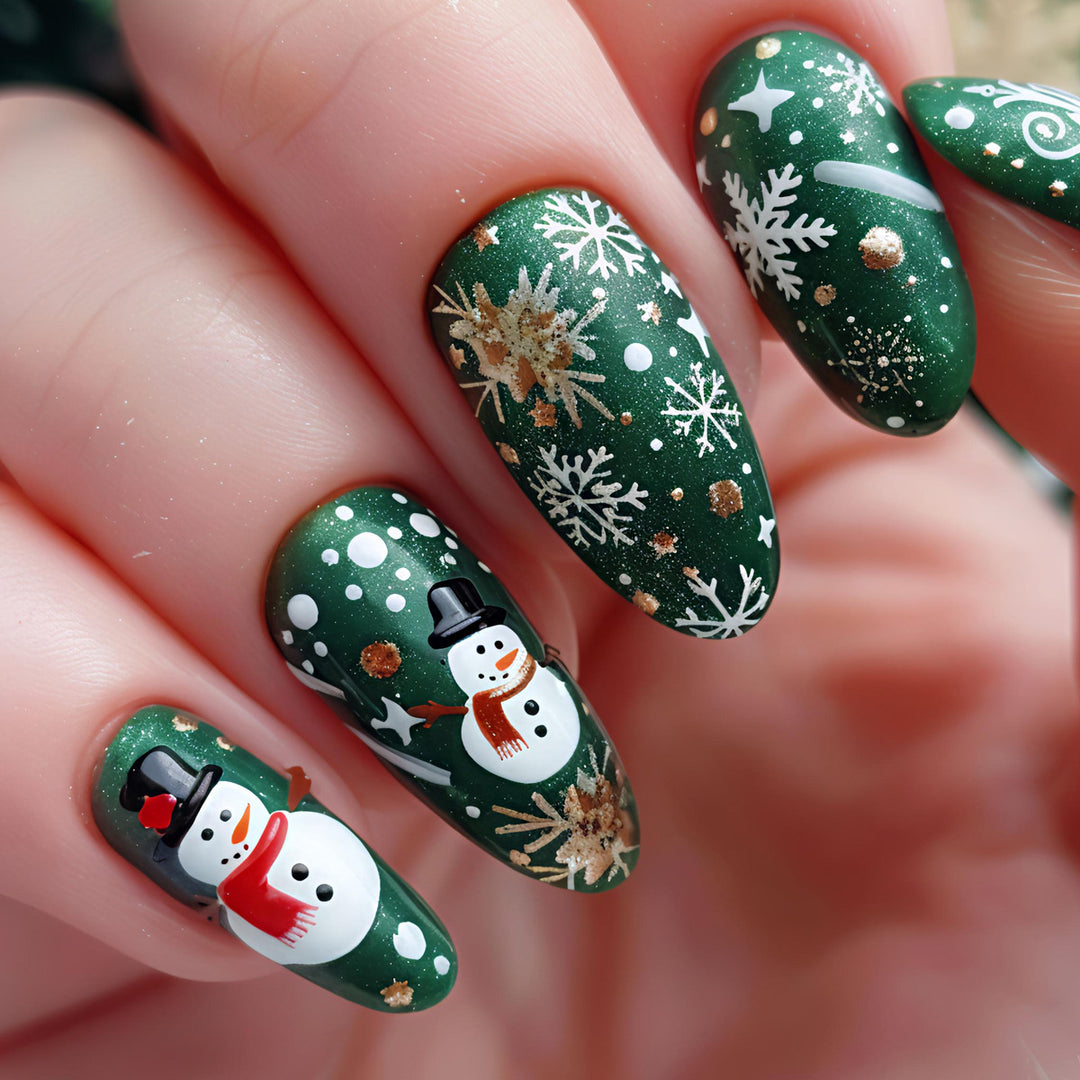 Artificial nails with festive snowman design Kalsten