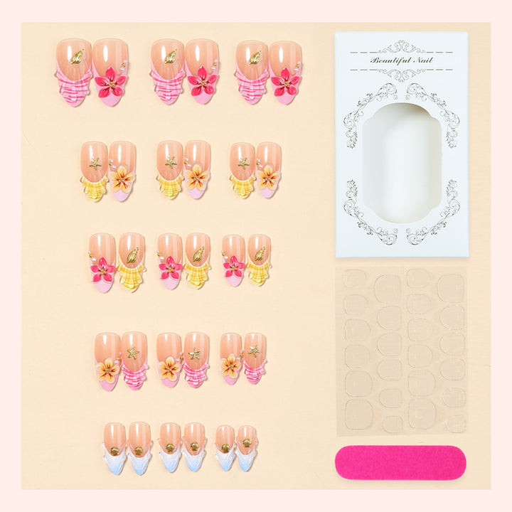 Floral Themed Premium Press-On Nail Art Set Kalsten