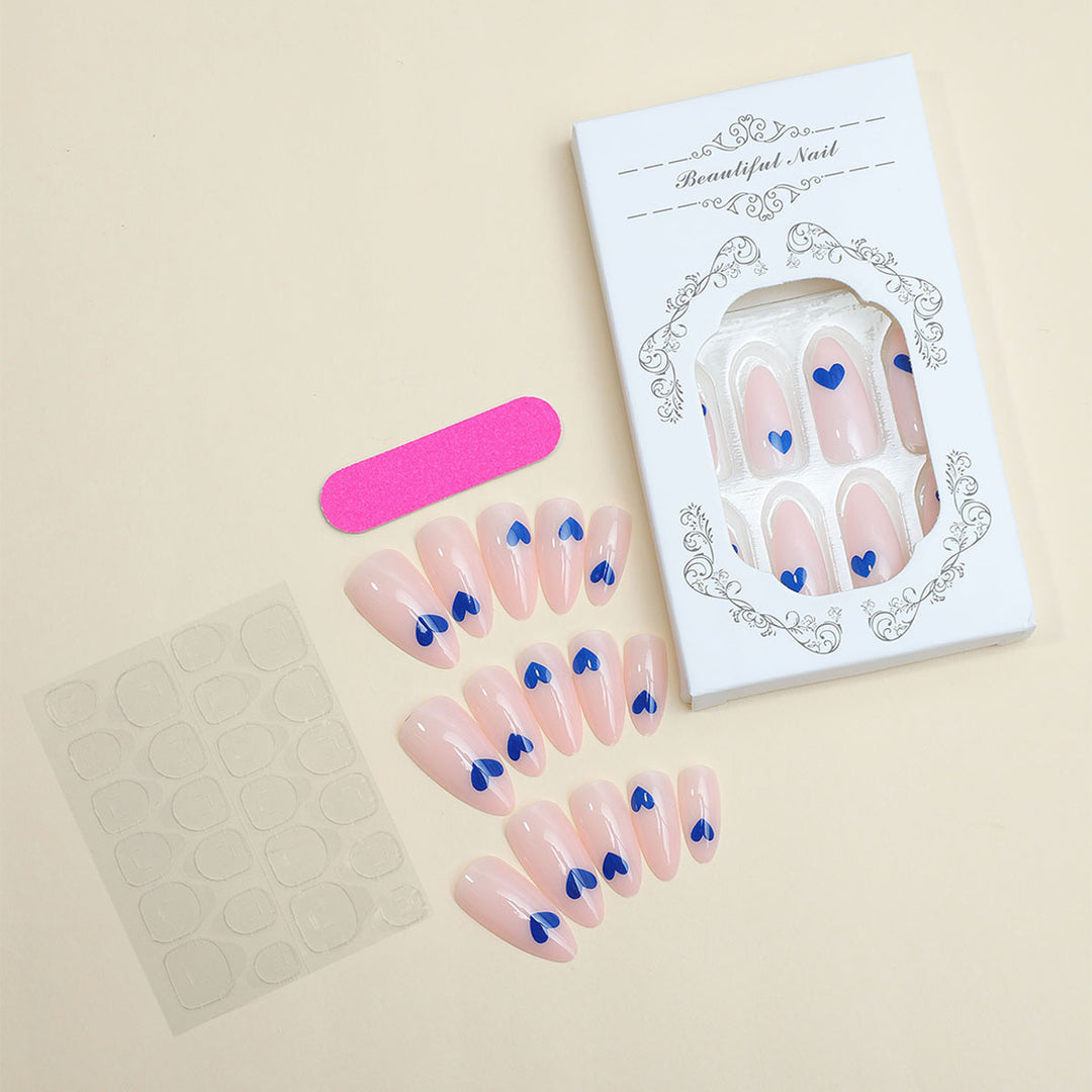 Acrylic nail set with stylish heart designs Kalsten