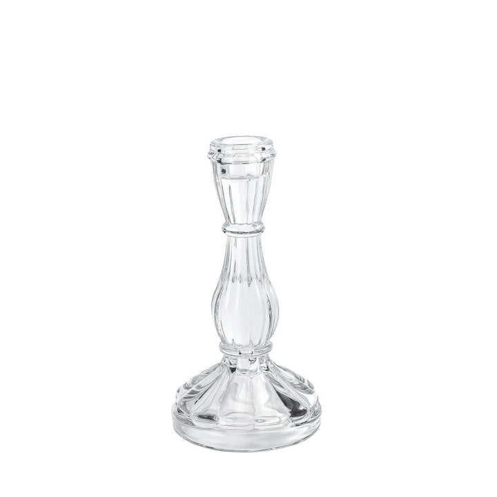 Ribbed Crystal-Style Glass Candlestick Holder Kalsten