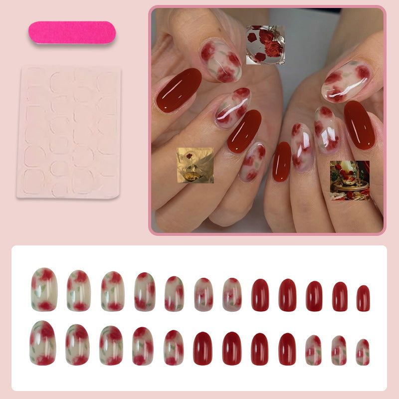 Nail art set with floral accents and glossy finish Kalsten