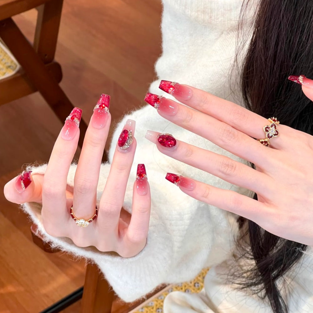 Glamorous Press-On Nail Art Set with Rhinestone Accents Kalsten
