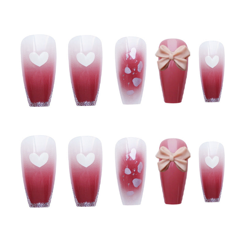 Artistic Press-On Nail Set with Floral Accents
