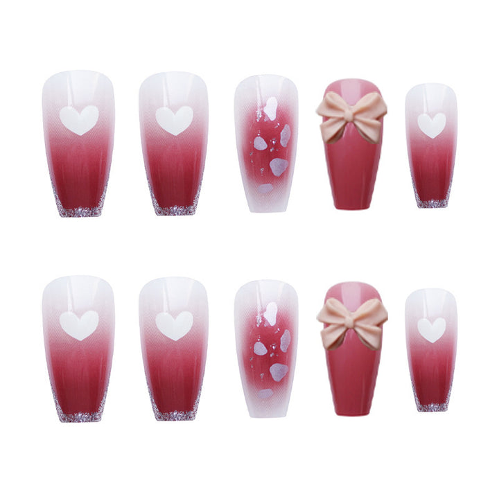 Artistic Press-On Nail Set with Floral Accents