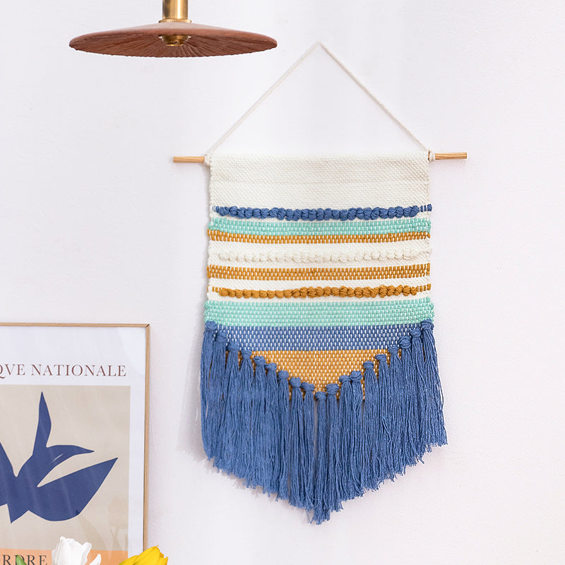 Woven wall hanging with relief stripes and long tassels Kalsten