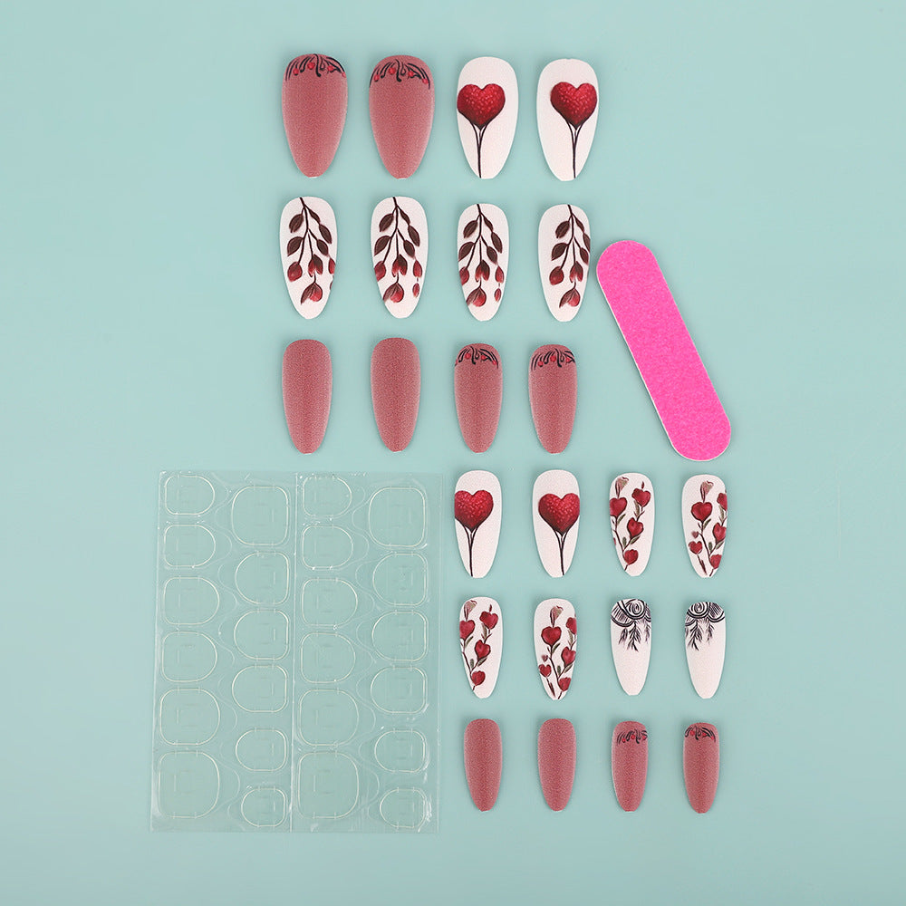 Artificial Nail Set with Romantic Heart Design Kalsten