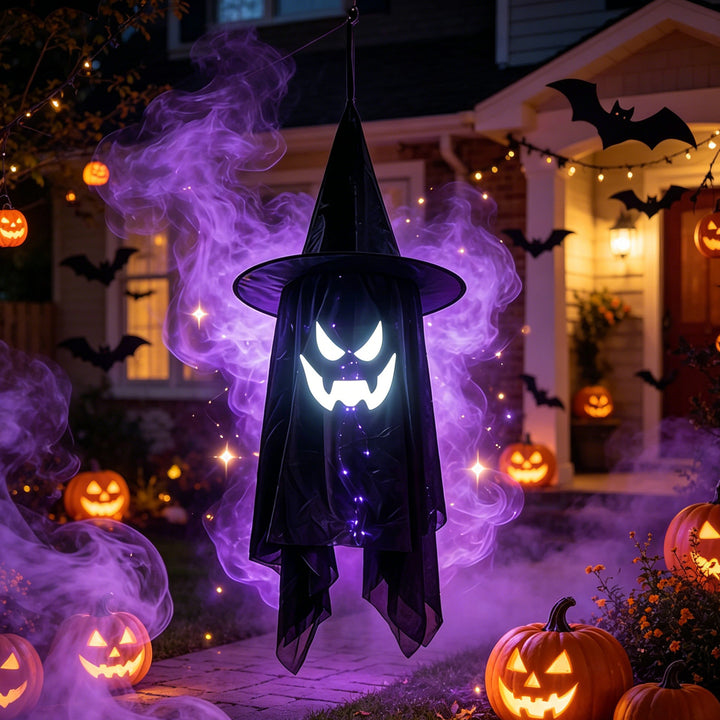 Creepy Halloween decoration figure with glowing eyes