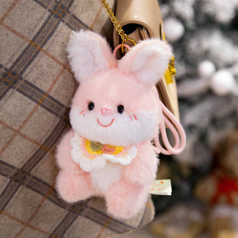 Plush Penguin Decorative Bag Charm with Crochet Bib and Spring-Loop Clip Kalsten