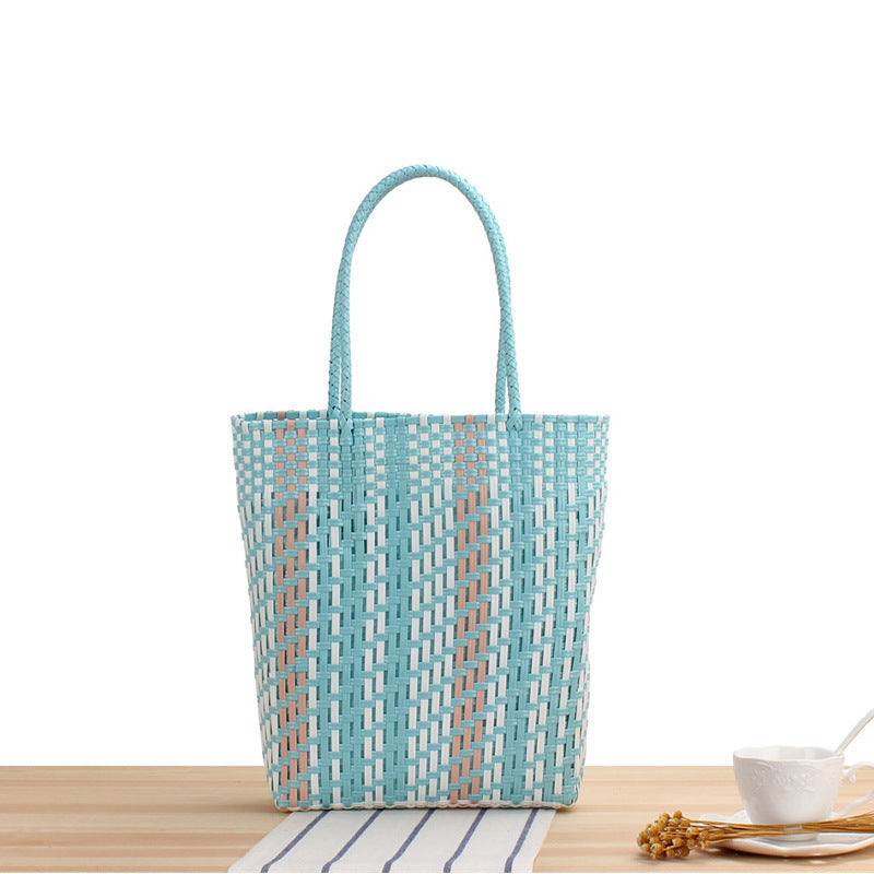 Braided Tote Bag with Colorful Design Kalsten