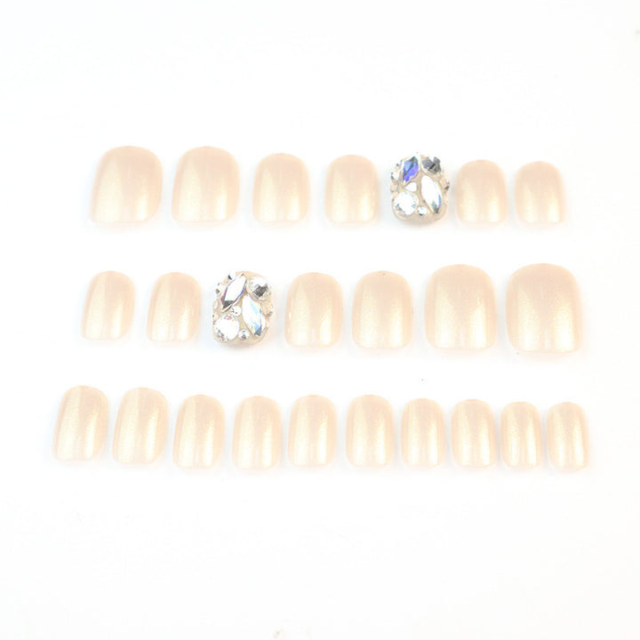 Elegant Press-On Nail Kit with Rhinestone Accents