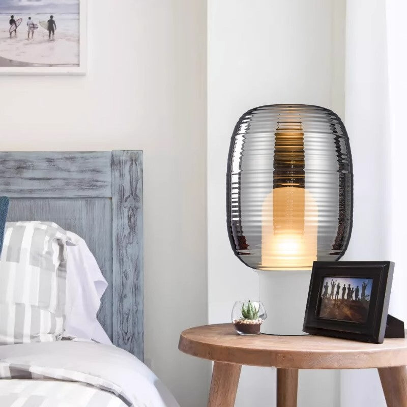 Modern Glass Table Lamp with Textured Shade