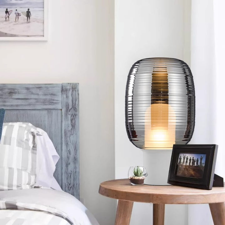 Modern Glass Table Lamp with Textured Shade