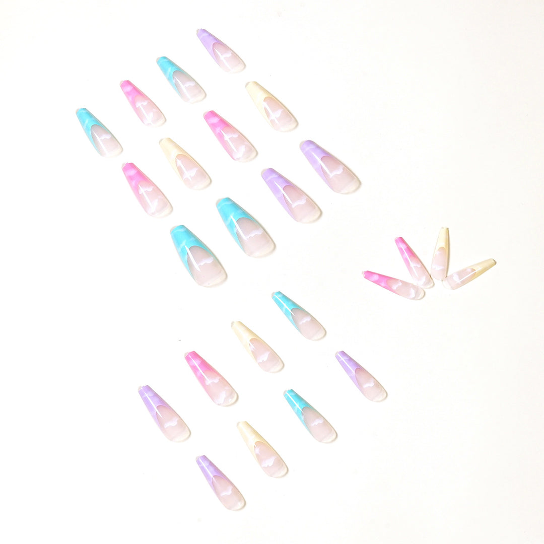Artistic Acrylic Nails with Cloud Design Kalsten