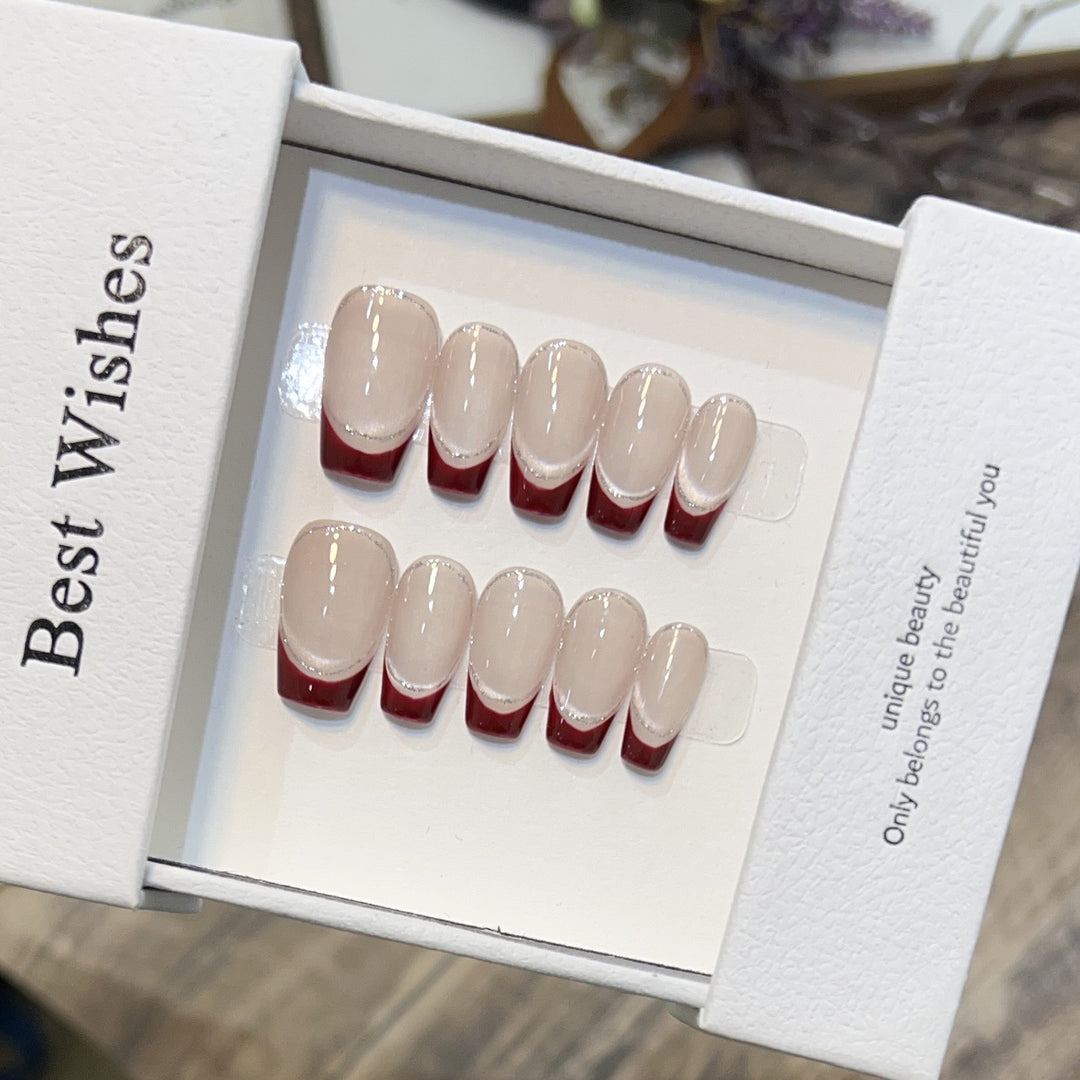 Artistic Gel Press-On Nail Set with Elegant French Tips Kalsten