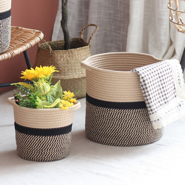 Handcrafted storage basket with handles Kalsten
