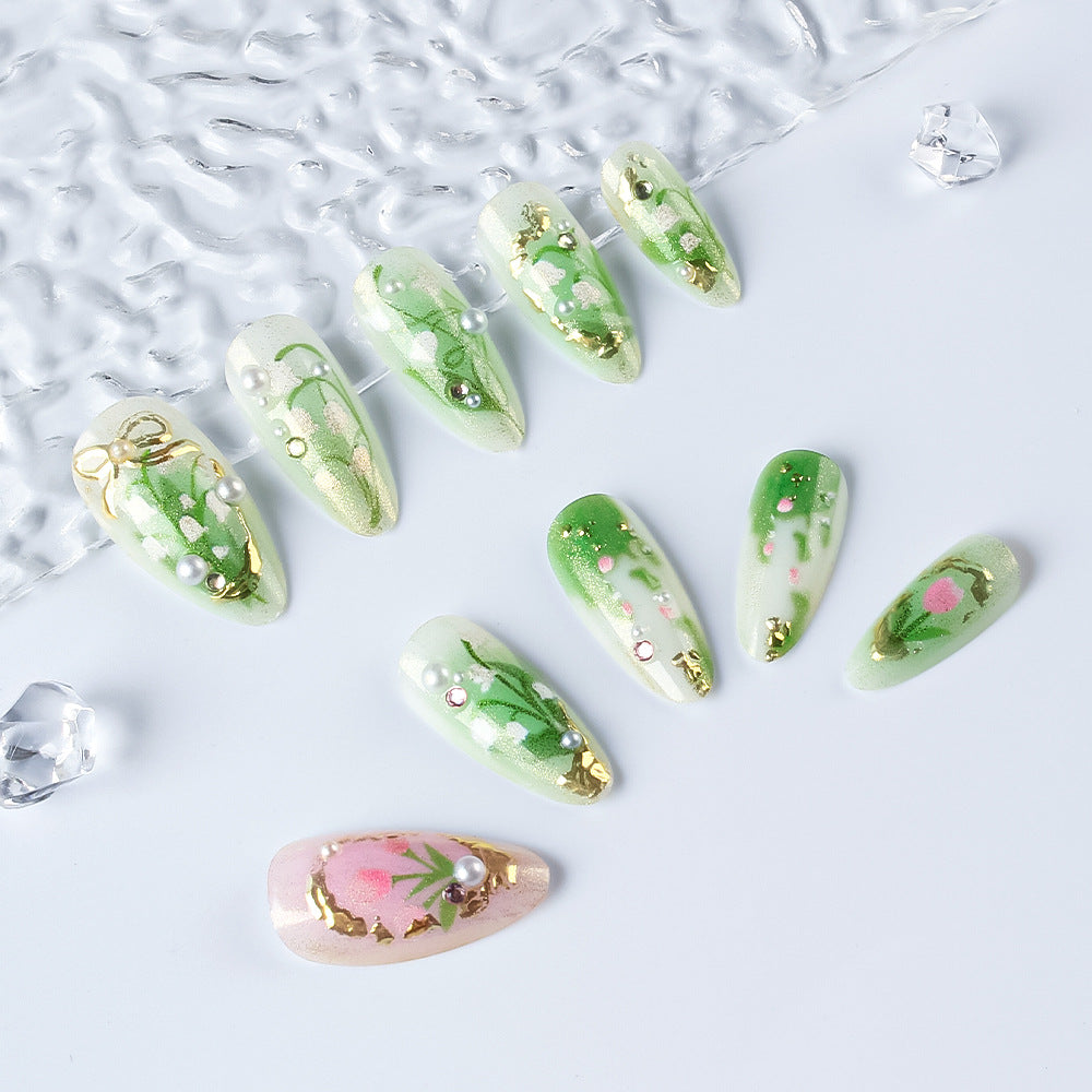 Elegant Floral Stiletto Press-On Nails Kalsten