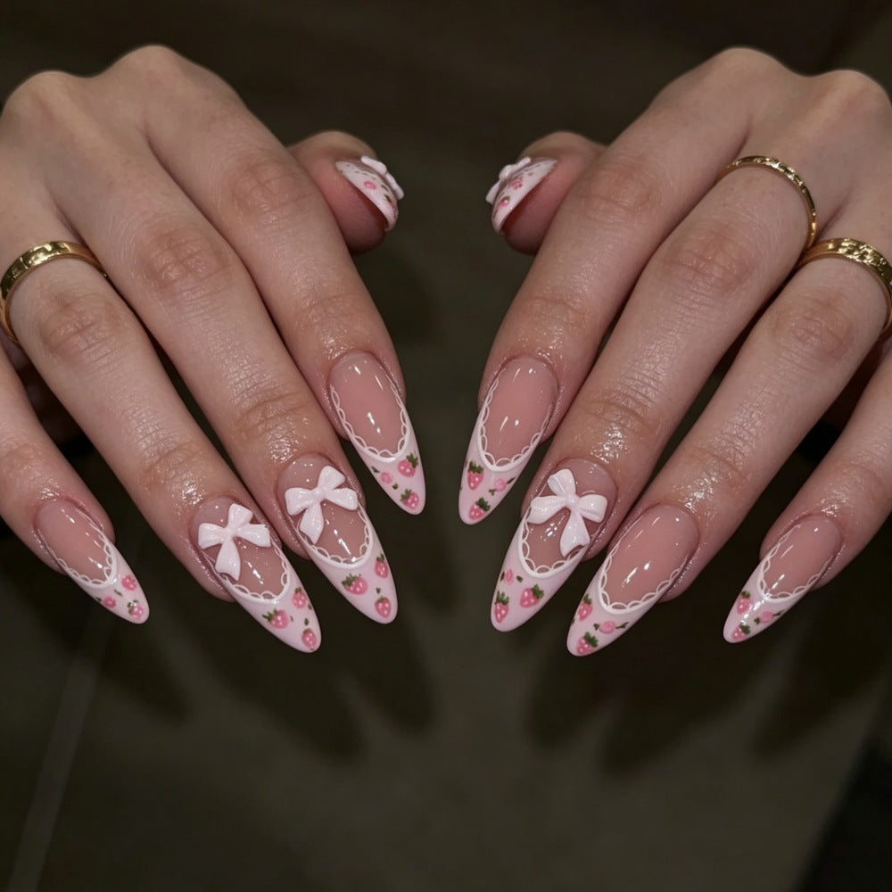 Artificial nails with romantic floral and ribbon motifs Kalsten