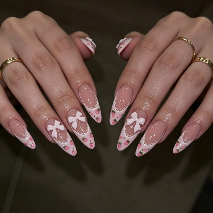 Artificial nails with romantic floral and ribbon motifs Kalsten