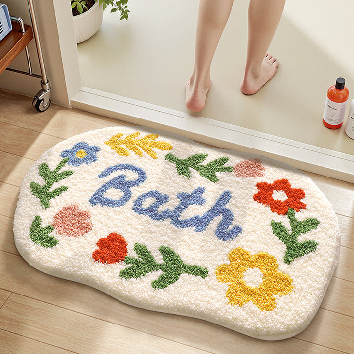 Textured Floral Bath Mat Kalsten