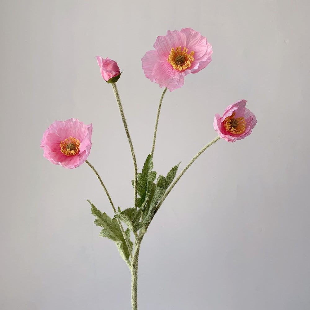 Lifelike Silk Poppy Flower Stem