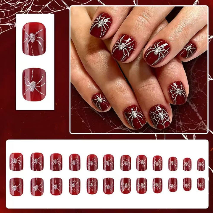Acrylic nail set with spooky spider and glitter accents Kalsten