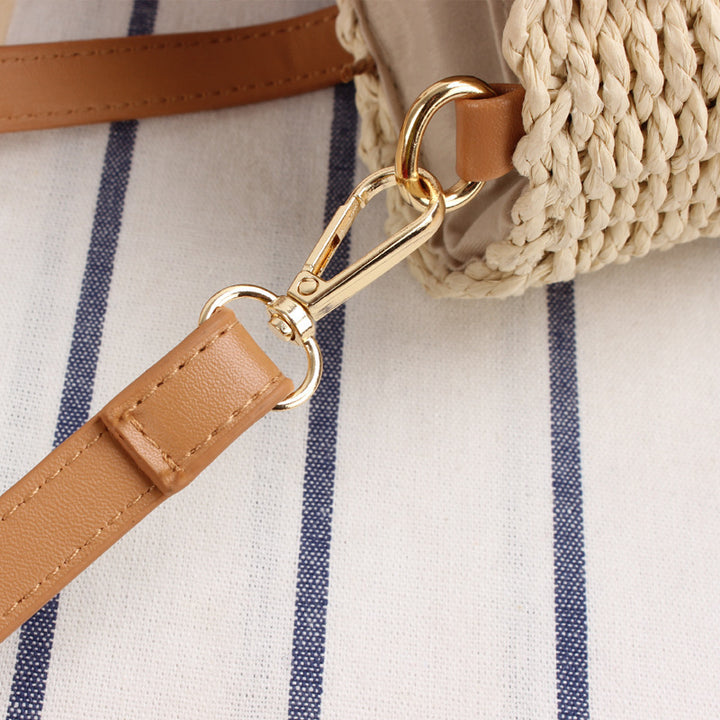 Handbag Made of Braided Natural Material with Removable Leather Handles Kalsten