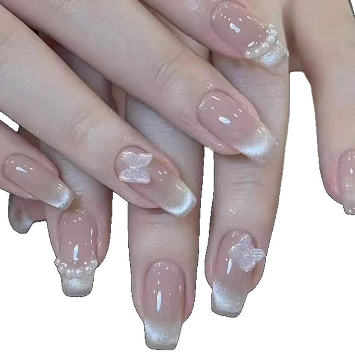 Elegant Press-On Nail Set with Butterfly Accents Kalsten