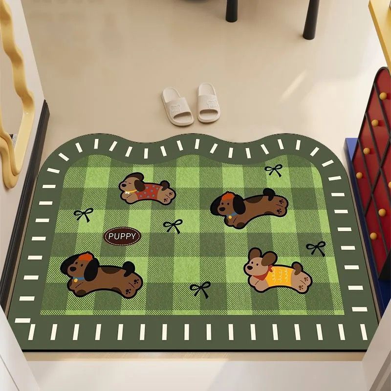 Playful Cartoon Dog-Themed Area Mat