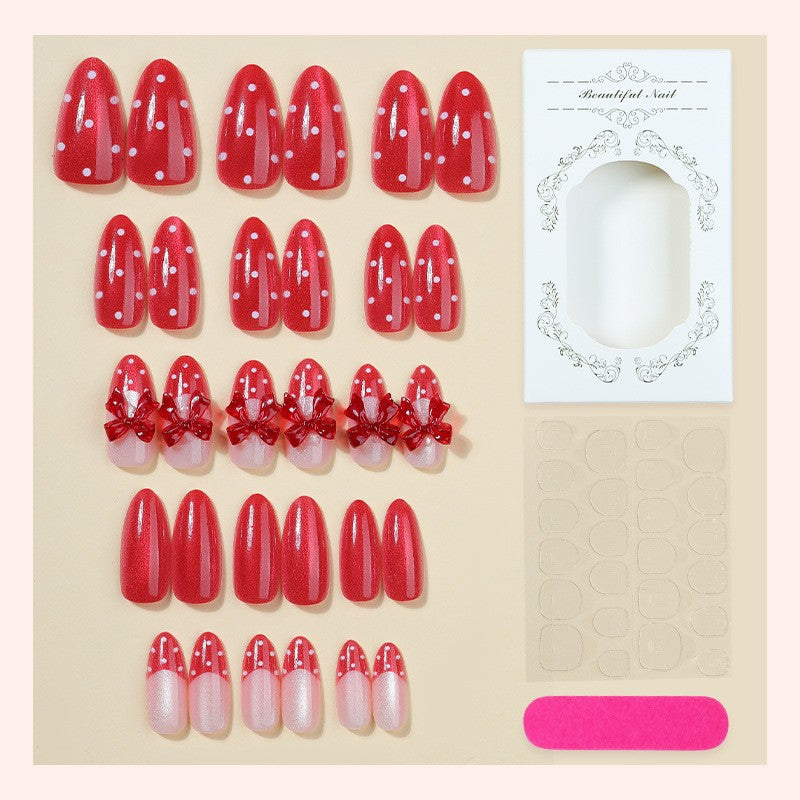 Decorative Press-On Nail Set with Bow Accents kalsten