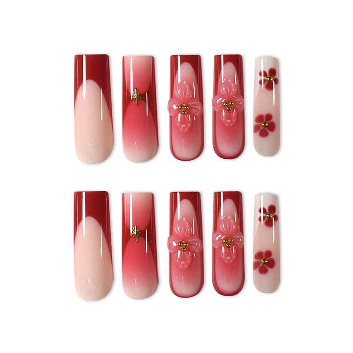 Elegant Floral Print Press-On Nail Set Kalsten