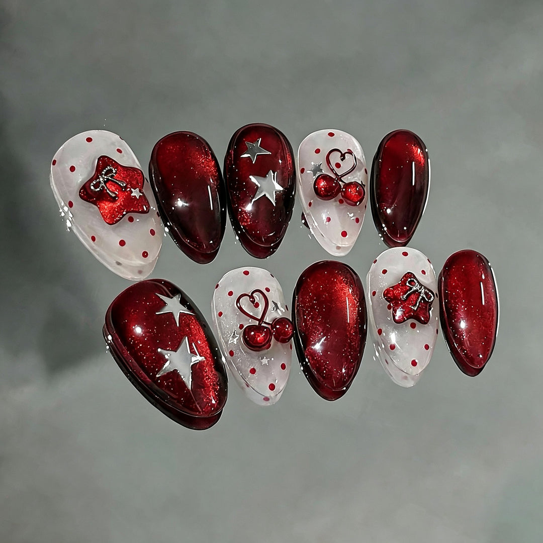 Creative Themed Press-On Nail Art Set with Decorative Elements Kalsten