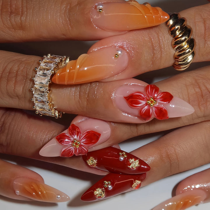Decorative Floral Press-On Nail Art Set Kalsten