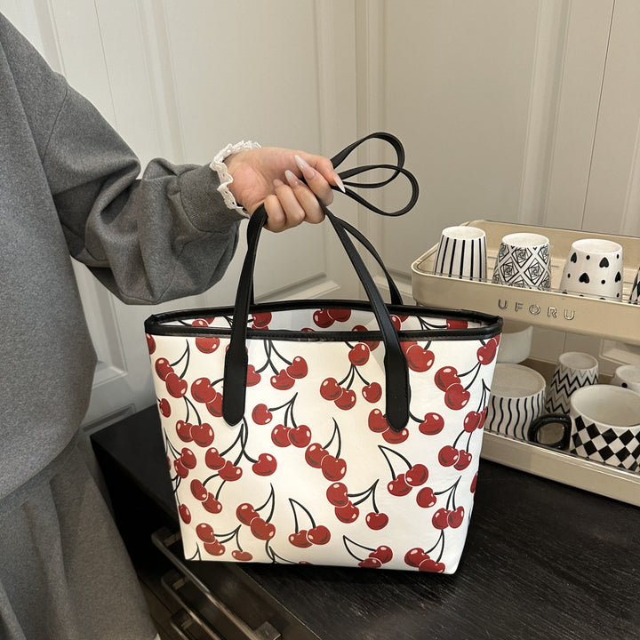 Playful Cherry Print Tote Bag