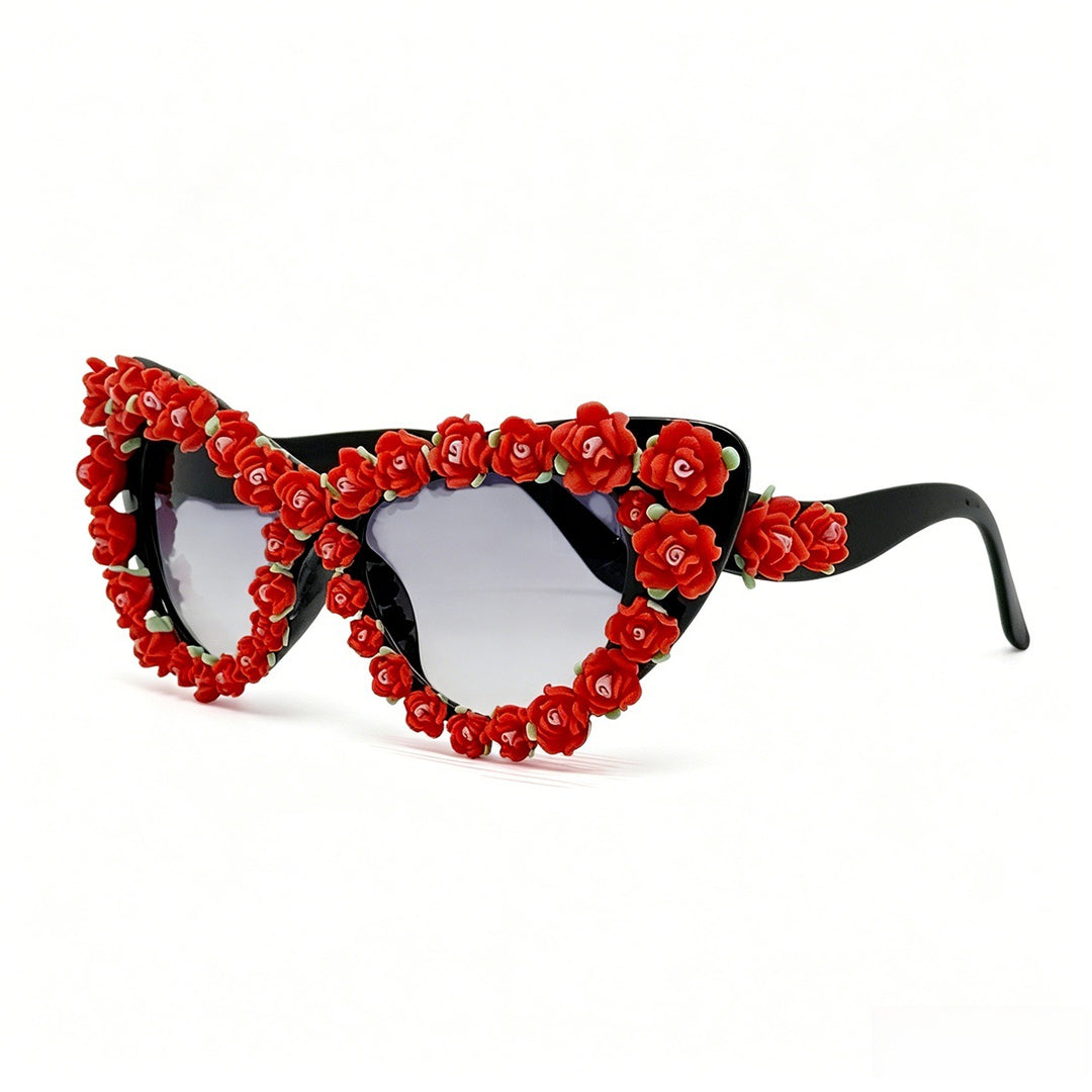 Ladies Cat-Eye Sunglasses with Floral Applications Kalsten