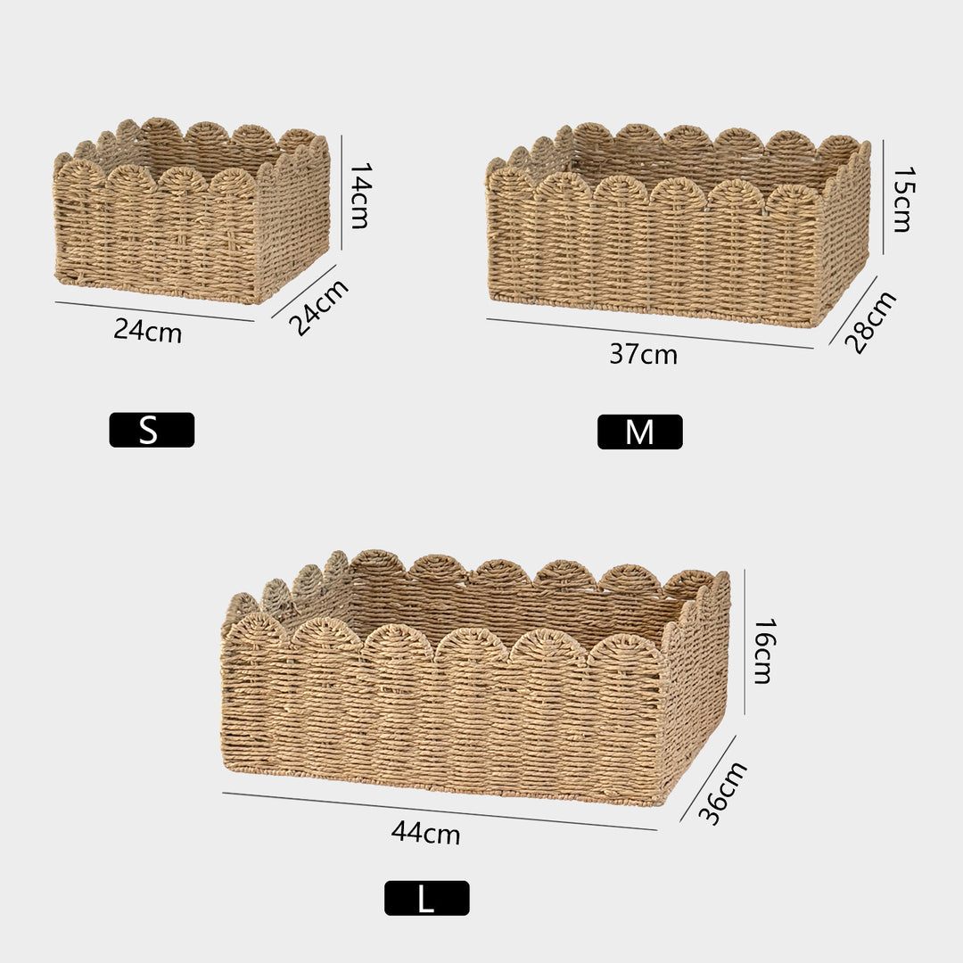 Handcrafted storage basket with playful wave edge Kalsten