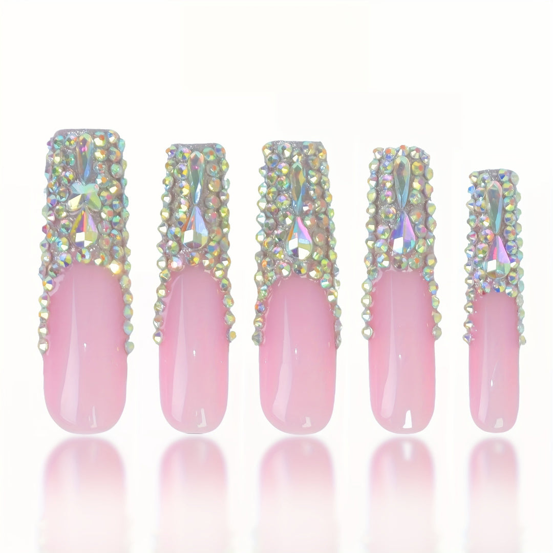 3D Decorative Press-On Nail Extensions with Sparkling Gem Accents Kalsten