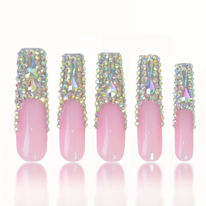 3D Decorative Press-On Nail Extensions with Sparkling Gem Accents Kalsten