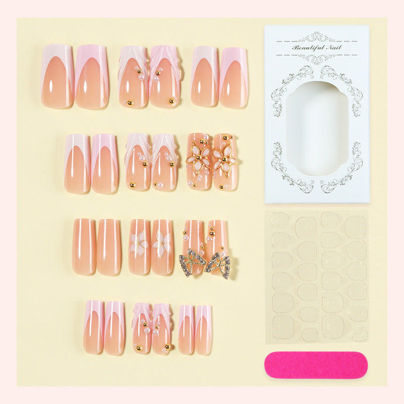 Decorative Press-On Nail Art Set with Crystal Accents kalsten