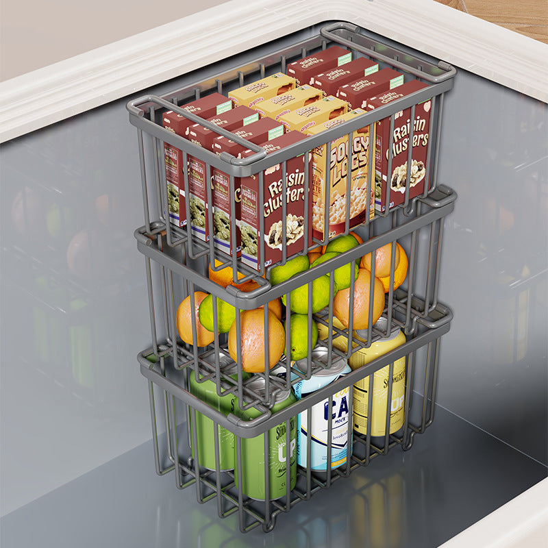 Wire Refrigerator Can Organizer Basket with Slide Handles