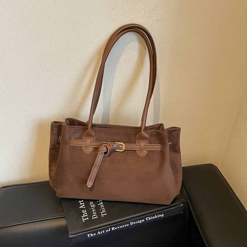 Suede Finish Everyday Handheld Bag