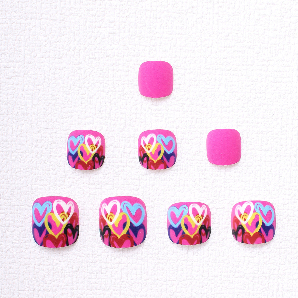 Artistic Heart-Designed Press-On Toenails Kalsten