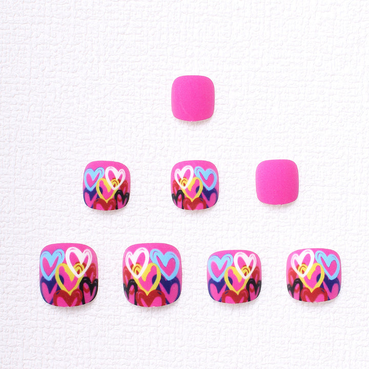 Artistic Heart-Designed Press-On Toenails Kalsten
