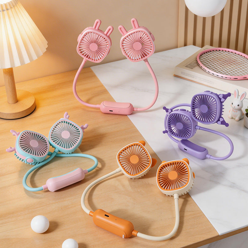 Women's Wearable Neck Fan with Dual Rotating Blades Kalsten