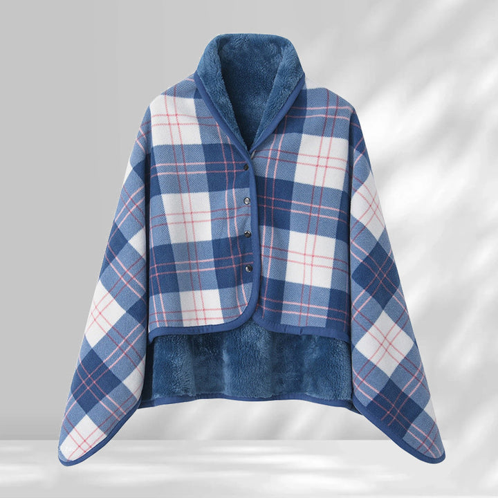Women’s stylish hooded blanket with checkered pattern Kalsten