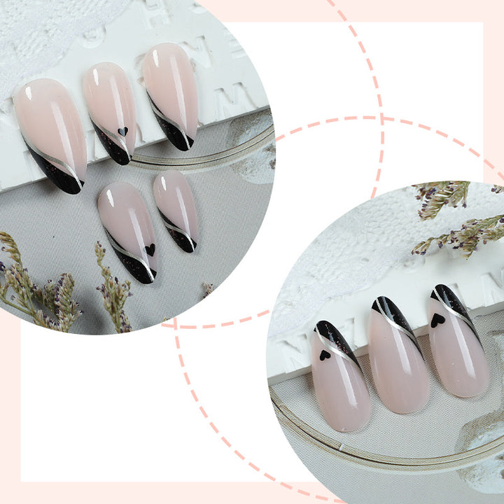 Premium Decorative Press-On Nail Set with Elegant French Design Kalsten